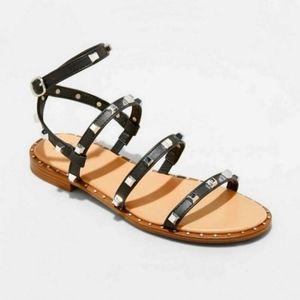 s new day black and silver sandals